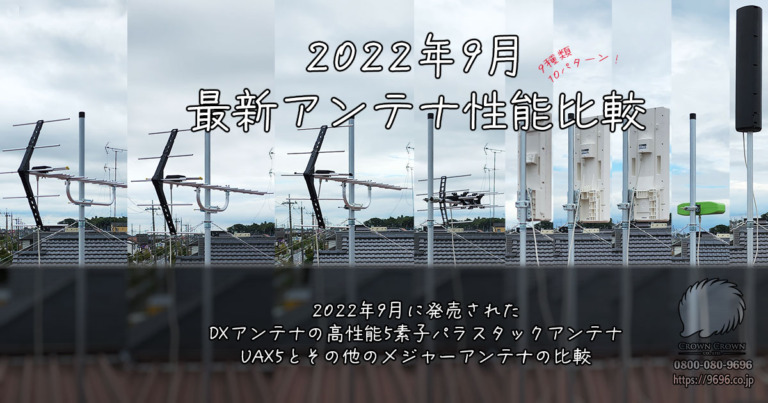 新型アンテナ性能比較（2022年9月発売のUAX5を含めた9機種10パターン）