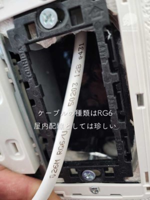 壁の中にあったのはRG6ケーブルのアンテナ線